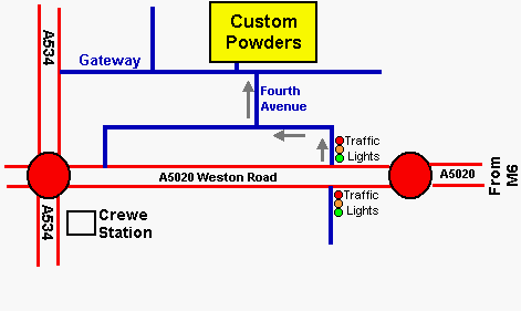 Custom Powders street map Crewe Cheshire